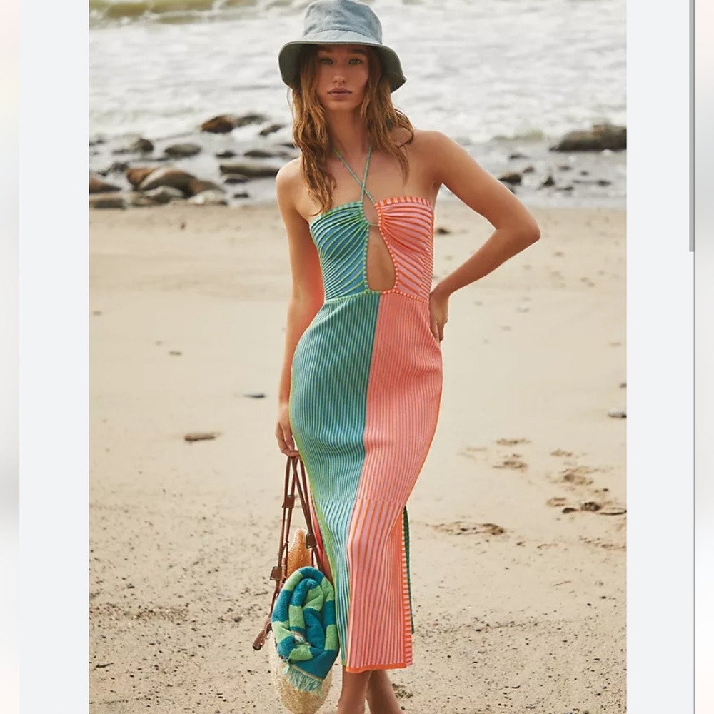 SOLID & STRIPED LISA DRESS SIZE M